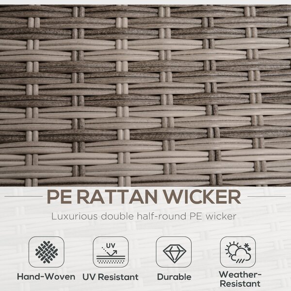 Outsunny 6-Seater Rattan Garden Furniture 6 Seater Sofa & Coffee Table Set Outdoor Patio Furniture Wicker Weave Chair Space-saving Compact, Grey