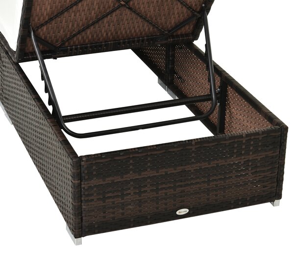 Outsunny Rattan Recliner Lounger Garden Furniture Sun Lounger Recliner Bed Chair Reclining Patio Wicker Brown