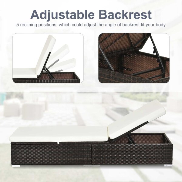 Outsunny Rattan Recliner Lounger Garden Furniture Sun Lounger Recliner Bed Chair Reclining Patio Wicker Brown