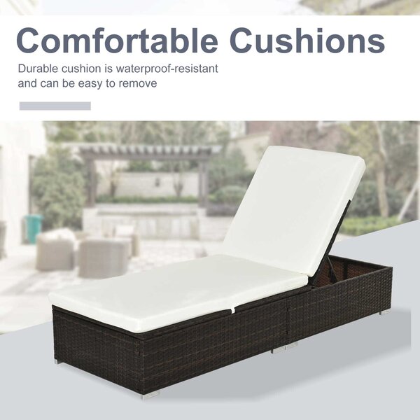 Outsunny Rattan Recliner Lounger Garden Furniture Sun Lounger Recliner Bed Chair Reclining Patio Wicker Brown