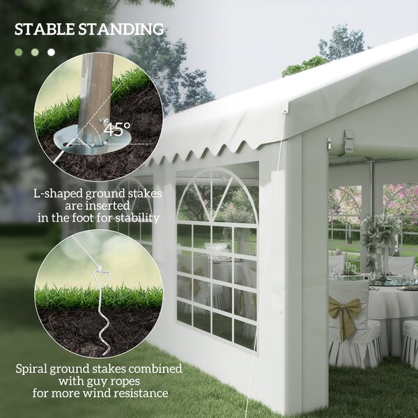 Outsunny 6 x 4m Wedding Tent, Portable Carport Shelter with Removable Sidewalls & Doors, Party Tent Canopy, White Aosom UK