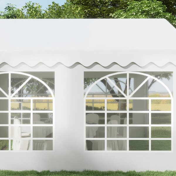 Outsunny 4 x 4m Party Tent, Garden Party Tent with Removable Sidewalls, Double Doors, Heavy Duty, White Aosom UK