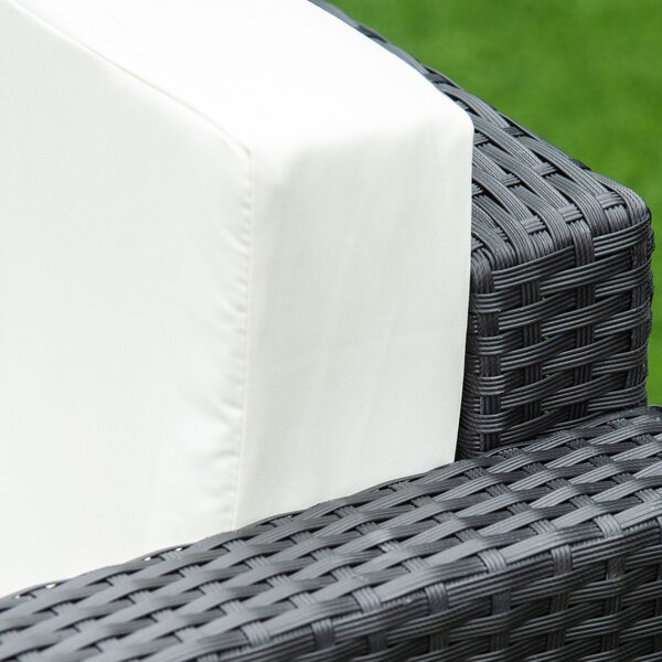 Outsunny 4-Seater Rattan Sofa Set Garden Rattan Furniture Wicker Steel Chair Seat Furniture Patio Rattan Garden Sofa Black Aosom UK