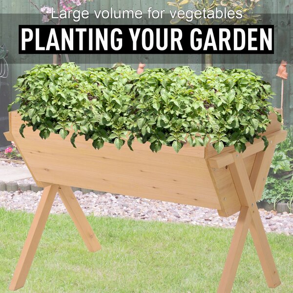 Outsunny Wooden Raised Planter Boxes, Flower Pots with Liner for Vegetables & Flowers Aosom UK