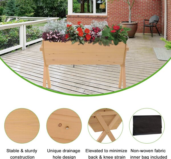 Outsunny Wooden Raised Planter Boxes, Flower Pots with Liner for Vegetables & Flowers Aosom UK
