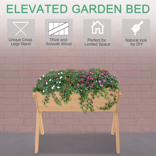 Outsunny Wooden Raised Planter Boxes, Flower Pots with Liner for Vegetables & Flowers Aosom UK