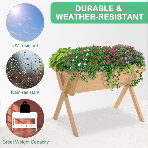 Outsunny Wooden Raised Planter Boxes, Flower Pots with Liner for Vegetables & Flowers Aosom UK