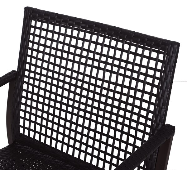 Outsunny 2 Seater Rattan Bistro Set 2 Rocking Armchair with Pillow Cushion & Tempered Glass Round Coffee Table Wicker Weave Furniture, Brown