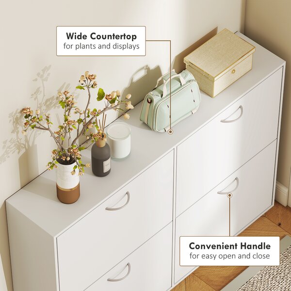HOMCOM Shoe Cabinet, 120Lx24Wx81H cm, Particle Board-White Aosom UK