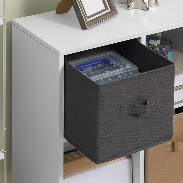 HOMCOM Freestanding 4 Cube Storage Cabinet Unit w/ 2 Fabric Drawers Handles Home Office Organisation Shelves Furniture 54.5L x 24W x 69.5H cm