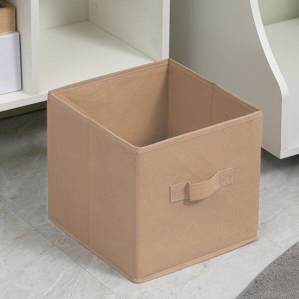 HOMCOM Freestanding 4 Cube Storage Cabinet Unit w/ 2 Fabric Drawers Handles Home Office Organisation Shelves Furniture 54.5L x 24W x 69.5H cm