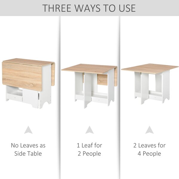 HOMCOM Foldable Dining Table Drop-Leaf Folding Desk Side Console with Storage Shelf for Kitchen,Dining Room Aosom UK