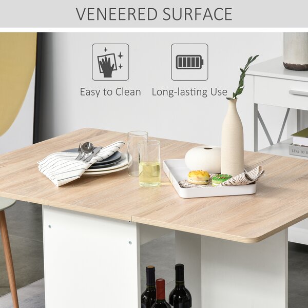 HOMCOM Foldable Dining Table Drop-Leaf Folding Desk Side Console with Storage Shelf for Kitchen,Dining Room Aosom UK