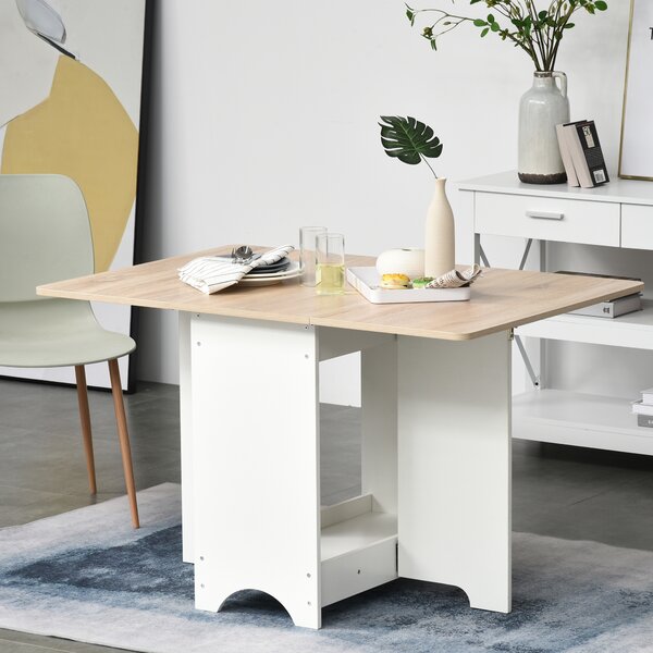 HOMCOM Foldable Dining Table Drop-Leaf Folding Desk Side Console with Storage Shelf for Kitchen,Dining Room Aosom UK