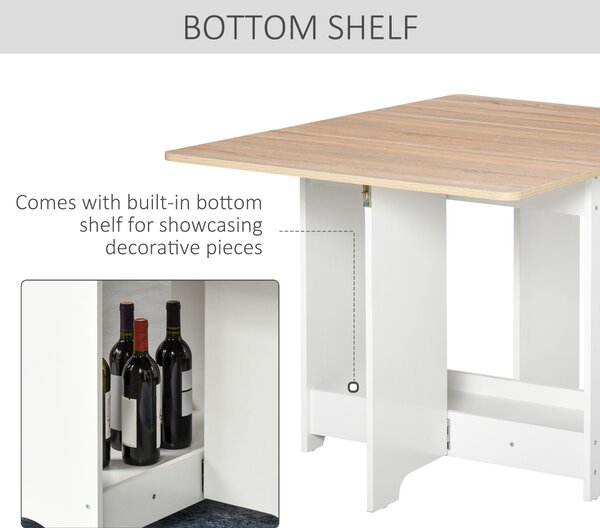 HOMCOM Foldable Dining Table Drop-Leaf Folding Desk Side Console with Storage Shelf for Kitchen,Dining Room Aosom UK