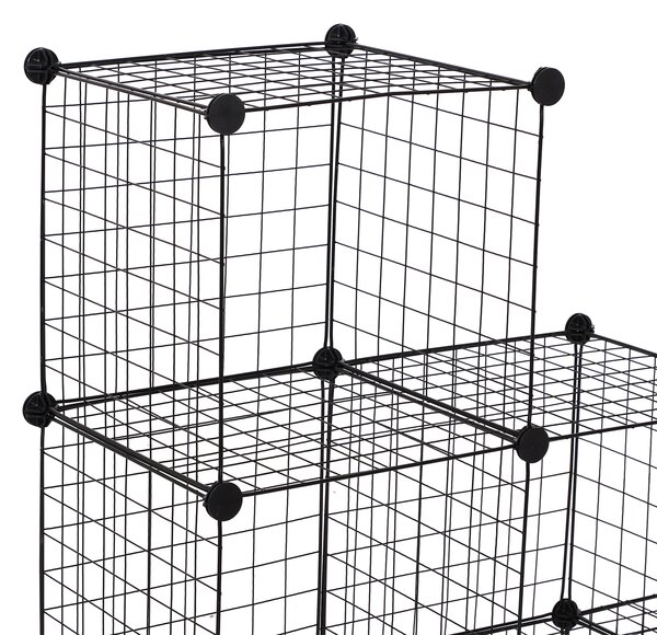HOMCOM Interlocking 6 Cube Metal Wire Storage Rack, DIY Cabinet for Living Room, Display Shelves, Black Aosom UK