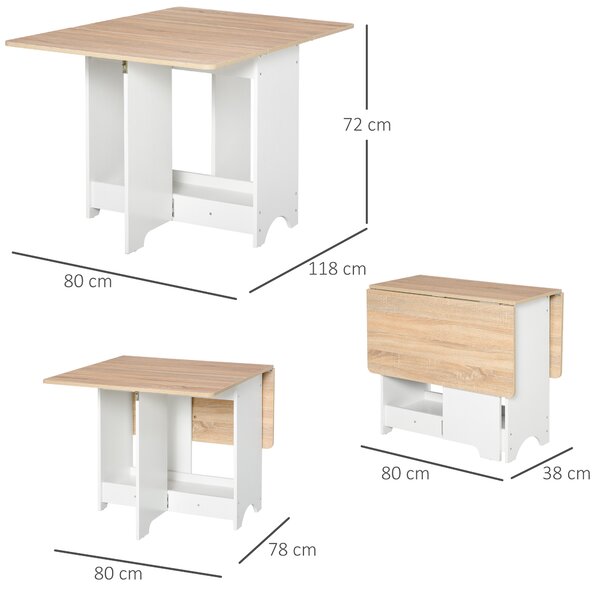 HOMCOM Foldable Dining Table Drop-Leaf Folding Desk Side Console with Storage Shelf for Kitchen,Dining Room Aosom UK