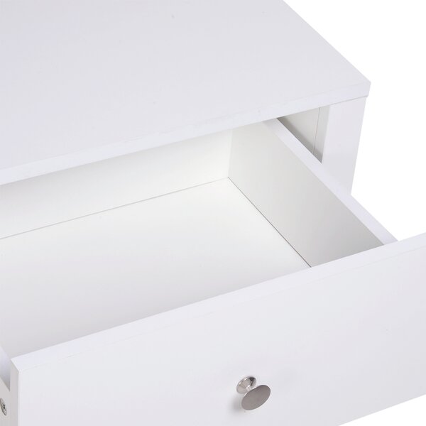HOMCOM Set of 2 Modern White Bedside Tables with Drawer & Shelf, Bedroom & Living Room Aosom UK