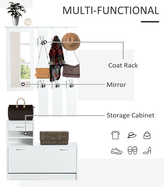 HOMCOM Entryway Furniture Set-White