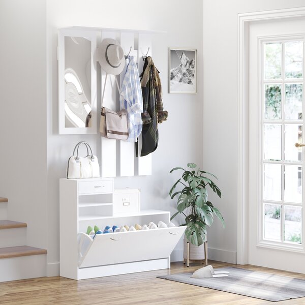 HOMCOM Entryway Furniture Set-White