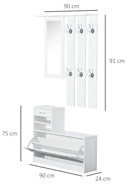 HOMCOM Entryway Furniture Set-White