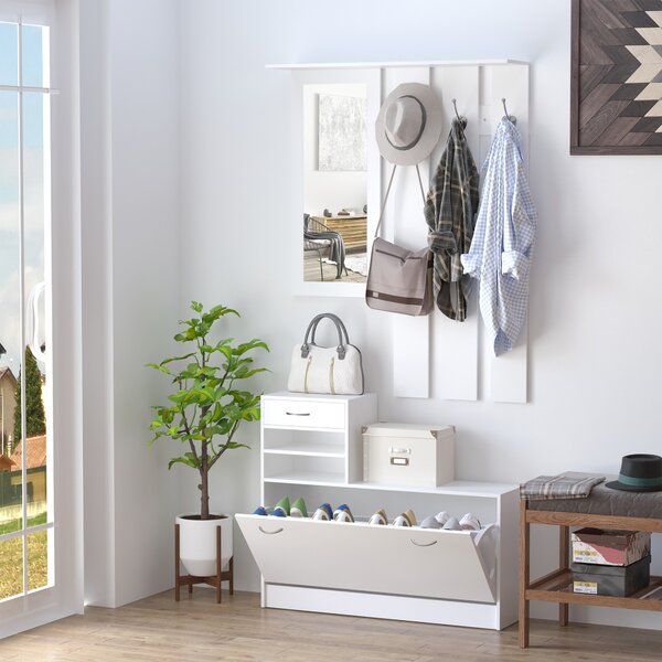 HOMCOM Entryway Furniture Set-White