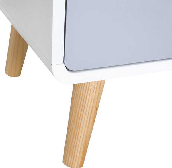 HOMCOM Bedside Cabinet in Scandinavian Design, Storage Nightstand with Drawer, White/Grey/Natural, 40Lx38Wx58H cm Aosom UK