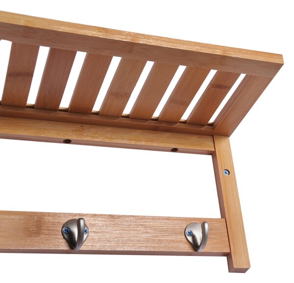HOMCOM Wall-Mounted Coat Rack: 4 Hooks, Rail & Shelf for Hallway, Bedroom & Bathroom Storage Aosom UK