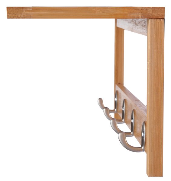 HOMCOM Wall-Mounted Coat Rack: 4 Hooks, Rail & Shelf for Hallway, Bedroom & Bathroom Storage Aosom UK