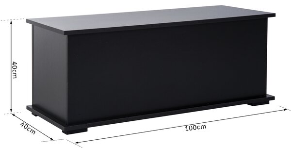 HOMCOM Storage Bench, Wooden Toy Box, Clothes Chest with Lid, Seating Ottoman, Blanket Trunk, Black