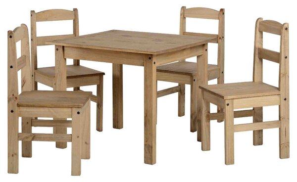 Panama Square Dining Table with 4 Chairs, Pine