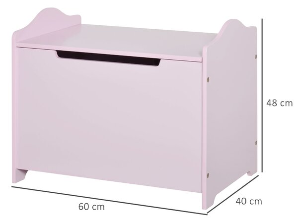 HOMCOM Children's Wooden Toy Box, Playroom Storage Chest with Safety Hinge, 60 x 40 x 48 cm, Pink Aosom UK