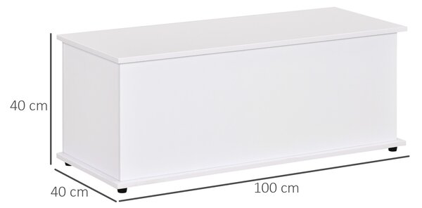 HOMCOM Ottoman Storage Box, Wooden Chest for Toys, Clothes, Bedding, Blanket Trunk with Lid, Seat Bench - White Aosom UK