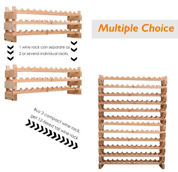 HOMCOM Wooden Wine Rack 6 Tier Shelf for 72 Bottles Shelving Storage Holder