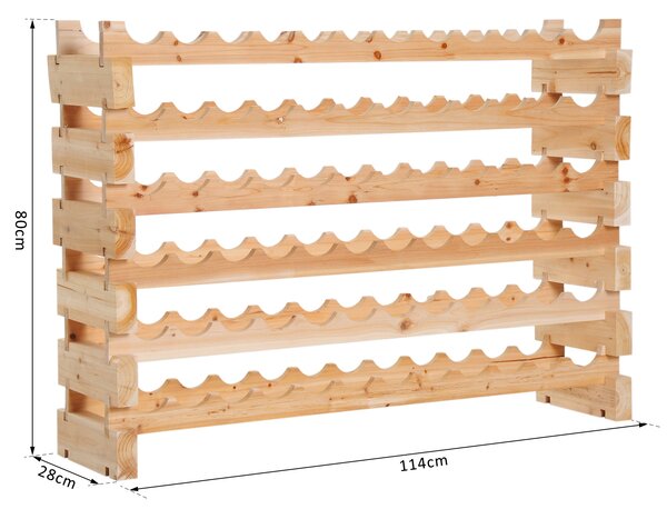 HOMCOM Wooden Wine Rack 6 Tier Shelf for 72 Bottles Shelving Storage Holder