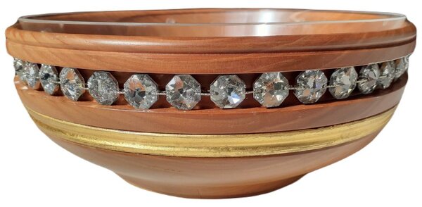 Wooden bowl with crystal Labrador