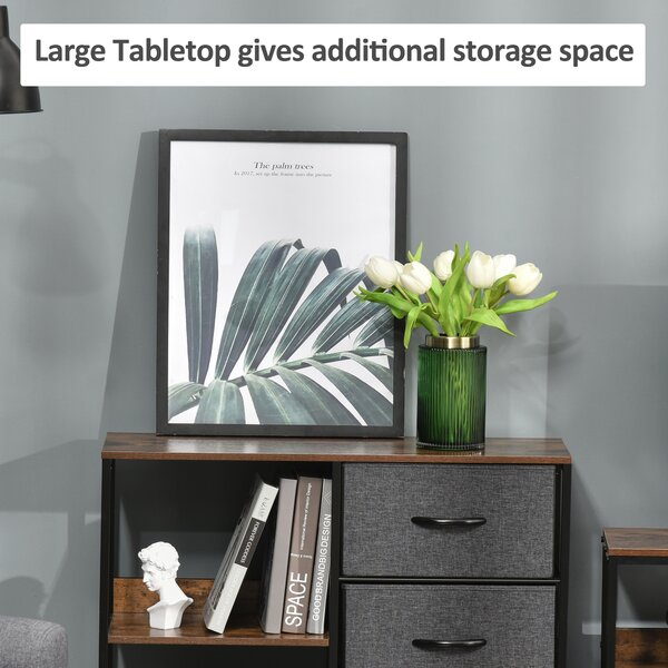 HOMCOM Storage Dresser: 3 Fabric Drawers & 2 Display Shelves in Black for Living Room & Bedroom Aosom UK