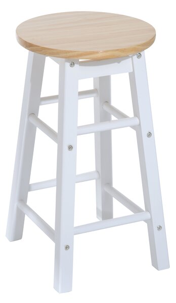 HOMCOM Bar Table and Stools with Storage Shelf, 3-Pieces Wooden Kitchen Cart with 2 Drawers and 6 Wheels, White Aosom UK