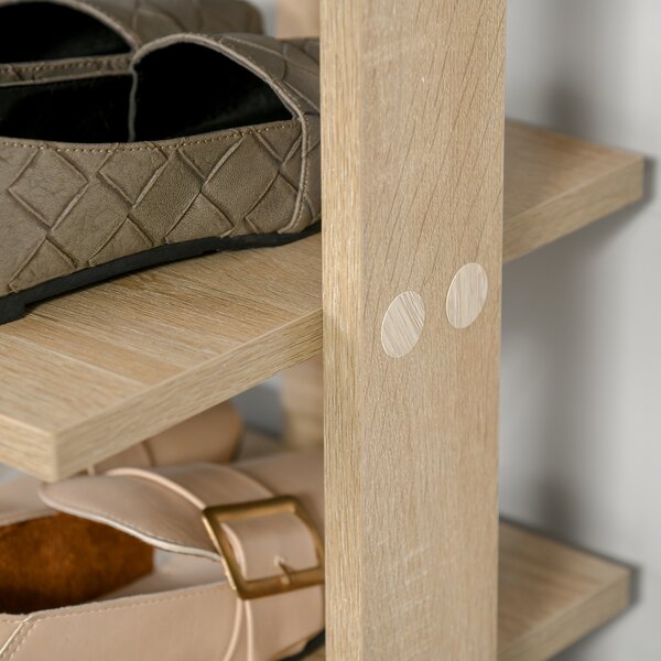 HOMCOM 7 Tier Shoe Rack, Wooden Organizer Shelf, Display Cabinet for Entryway, Living Room, Bedroom, Oak Finish Aosom UK