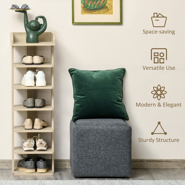 HOMCOM 7 Tier Shoe Rack, Wooden Organizer Shelf, Display Cabinet for Entryway, Living Room, Bedroom, Oak Finish Aosom UK