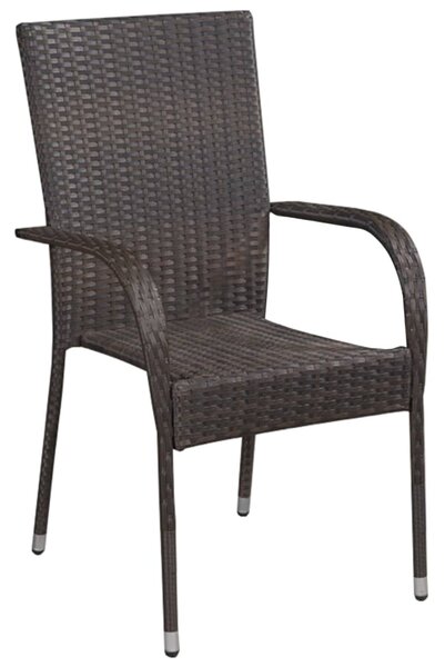 Stackable Outdoor Chairs 4 pcs Poly Rattan Brown