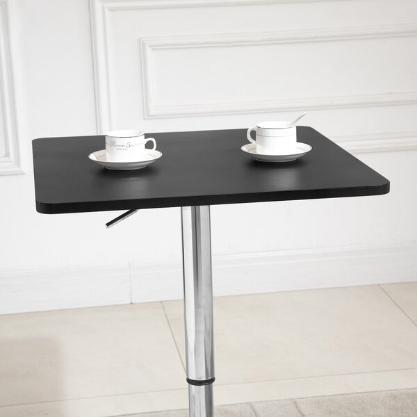 HOMCOM Modern Height Adjustable Counter Bar Table with 360° Swivel Tabletop and Electroplating Metal Base, Bistro Table, Black and Silver Aosom UK