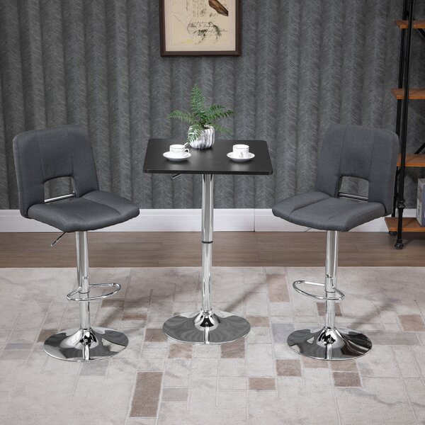HOMCOM Modern Height Adjustable Counter Bar Table with 360° Swivel Tabletop and Electroplating Metal Base, Bistro Table, Black and Silver Aosom UK