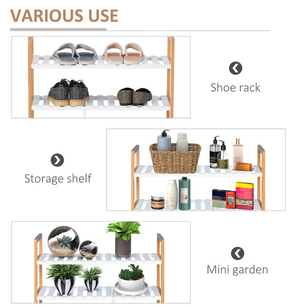 HOMCOM Wooden Shoe Storage Organizer, 4-Tier Stand Shelf Rack, 78 x 68 x 26 cm, Ideal for Hallway, Natural Wood Finish Aosom UK