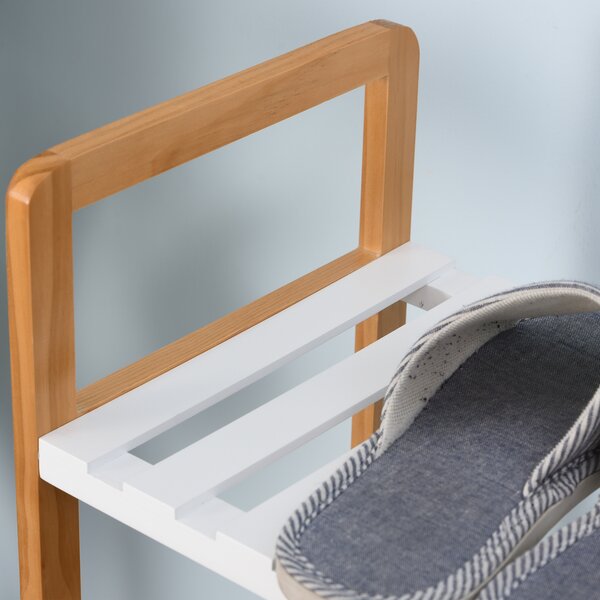 HOMCOM Wooden Shoe Storage Organizer, 4-Tier Stand Shelf Rack, 78 x 68 x 26 cm, Ideal for Hallway, Natural Wood Finish Aosom UK