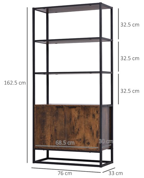 HOMCOM Storage Cabinet with 3 Open Shelves Cupboard Freestanding Tall Organizer Multifunctional Rack for Livingroom Bedroom Kitchen Rustic Brown