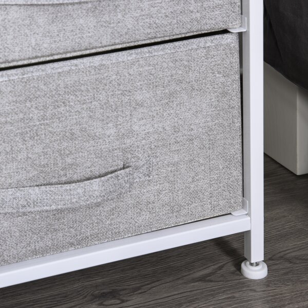 HOMCOM 5 Drawer Linen Storage Chest Home Organisation w/ Shelf Handles Metal Frame Adjustable Feet Hallway Home Dresser Grey Aosom UK