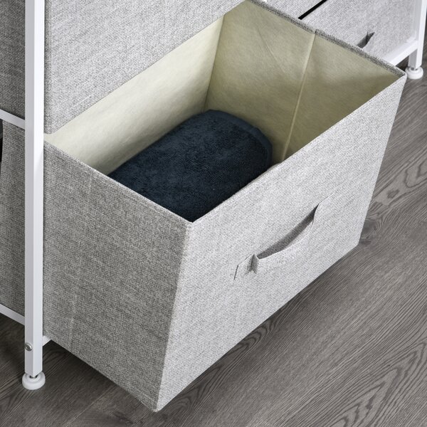 HOMCOM 5 Drawer Linen Storage Chest Home Organisation w/ Shelf Handles Metal Frame Adjustable Feet Hallway Home Dresser Grey Aosom UK