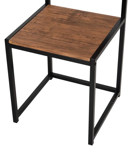 HOMCOM 3 Pcs Dining Table and Chairs Set w/ Industrial Design, Steel Frame, MDF Panels, Table Set for Living Room, Bar, Rustic Brown Aosom UK