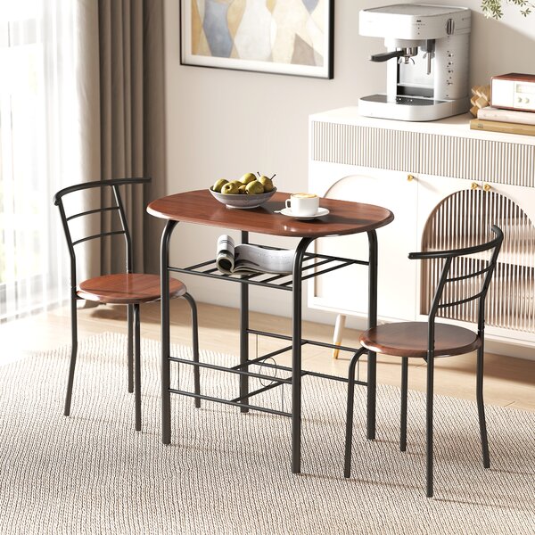 HOMCOM MDF 2 Person Dining Table Set 2-Seater Bar Stool and Table Set Aosom UK